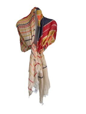 GAP Rainbow Stripes Scarf Shawl Wrap Lightweight Semi-Sheer 74 x 24 inches
